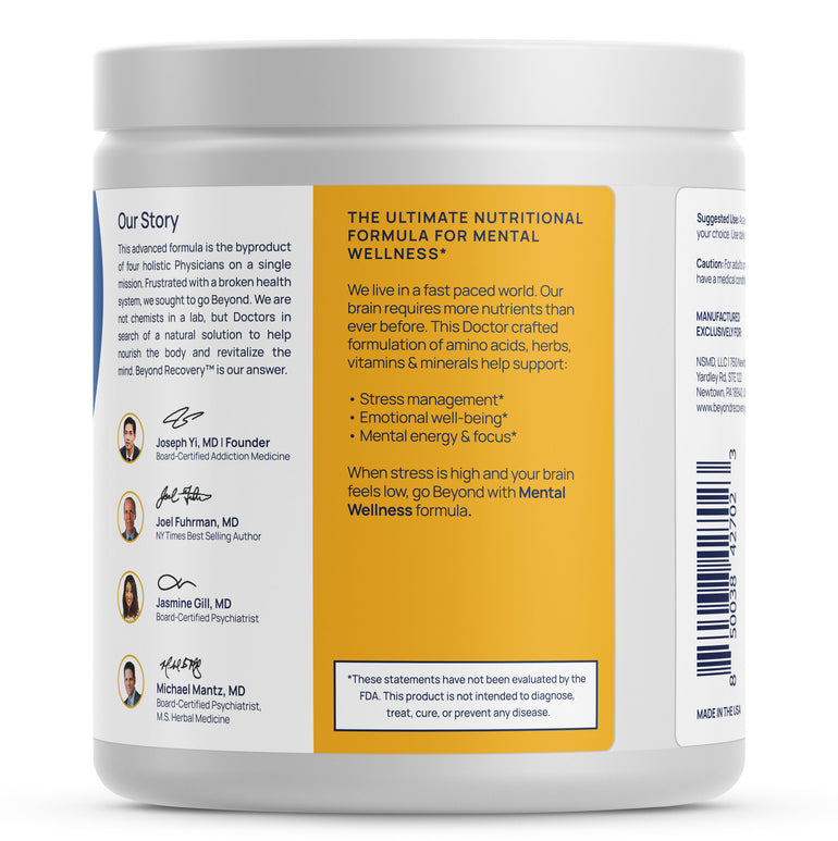 Beyond Recovery Mental Wellness Mood stress brain supplement vitamins lions mane brain health