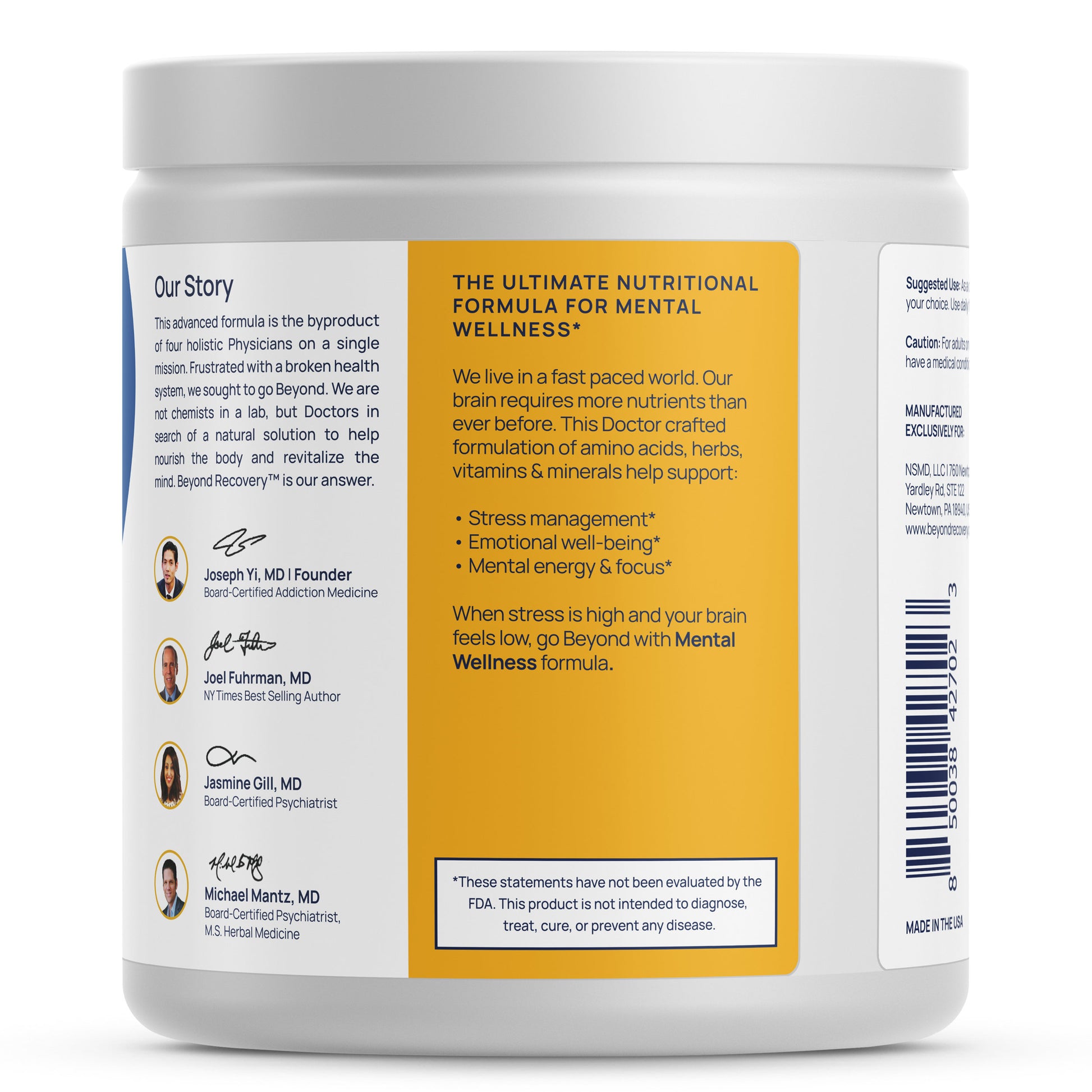 Beyond Recovery Mental Wellness Mood stress brain supplement vitamins lions mane brain health