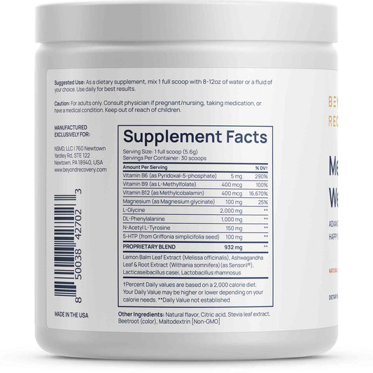 Beyond Recovery Mental Wellness Mood stress brain supplement vitamins